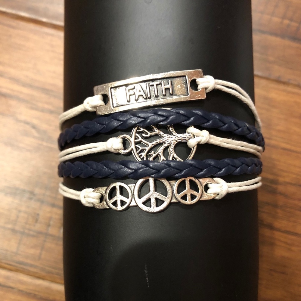 Faith Leather Charm Bracelet